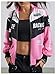 SOLY HUX Women's Racing Jacket Race Car Driver Bomber Jackets Color Block Y2k Outerwear Vintage Streetwear Light Pink Multi Small