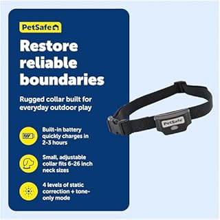 PetSafe Rechargeable In-Ground Pet Fence Receiver Collar for Cats and Dogs, Waterproof with Tone and Static Correction, Fits Pets 5 lbs and Up from The Parent Company of The Invisible Fence Brand