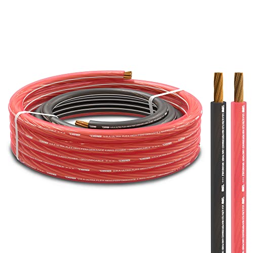 DS18 PW-OFC4GA-5BK/20RD Ultra Flex Power Wire OFC 4 Gauge 5ft-Black and 20ft-Red - Power Amplifier Wiring Kit