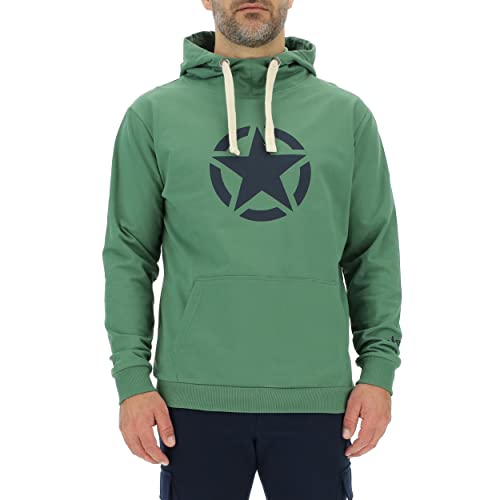 JEEP O102717-E949 J Felpa con Cappuccio Star Stampa Grande J23S Uomo Vineyard Green/Night M