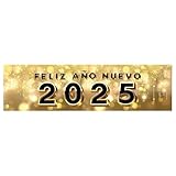 Andaz Press Happy New Year Banner 2025 In Spanish, 47' X 13' Feliz Año Nuevo Backdrop, Black & Gold Hollywood Glamour, Feliz Año Nuevo Decoraciones New Years Decorations 2025 Feliz Año Nuevo Backdrop