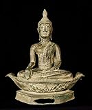 Medidas: 38 cm de alto HD Asian Art Estatua de Buda del barco de iluminación del siglo XIX en U