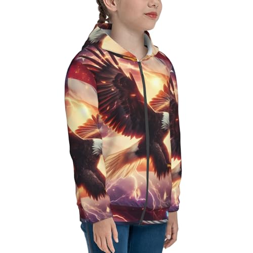 American Flag Eagle 2 Kids Pullover Hoodies Boys Zip Up Sweatshirts Girls Athletic Clothes with Pocket4