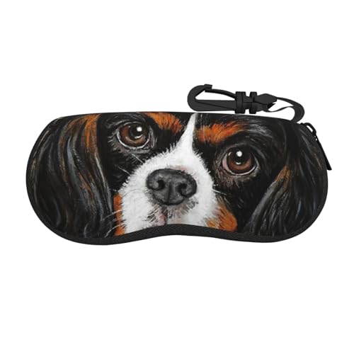 BEEOFICEPENG Glasses Case, Neoprene Portable Sunglasses Case Soft Eyewear Case Zipper Glasses Box, Cavalier King Charles Spaniel Gift Dog