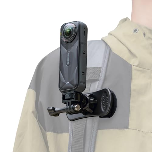 Rugvis Insta360 X5 Backpack Clip Mount - Quick Release 360° Adjustable Camera Clip Compatible with Insta360 One X5/X4/X3/ One R/Go 2 and Other Action Camera