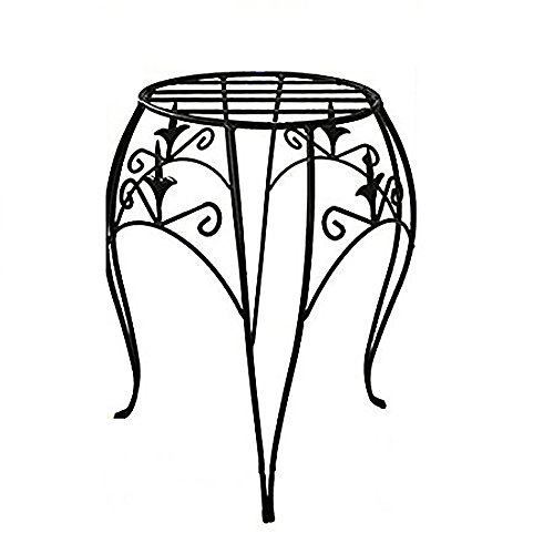 AMAGABELI GARDEN & HOME Metal Potted Plant Stand 15 inch Rustproof Decorative Flower Pot Rack with Curved Legs Iron Art Planter Holders Garden Patio Steel Fern Pots Containers Supports Corner, Black