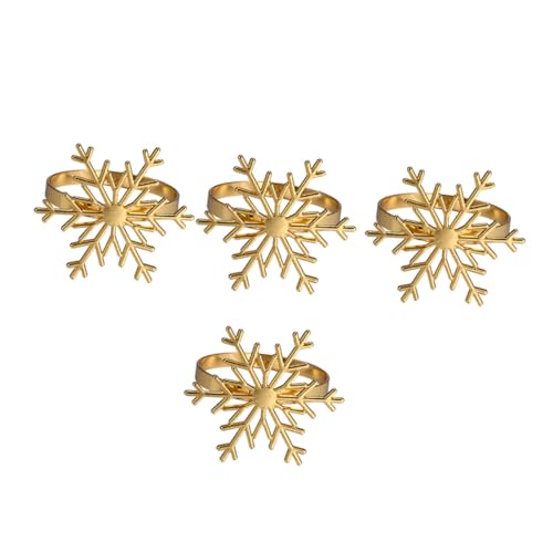 LOLIPPYY 4pezzi Anelli Per Tovaglioli Di Natale in Lega Dorata Fibbie Per Tovaglioli Decorazioni Per Tavola e Feste Di Natale