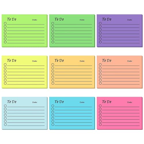 Fychuo to Do List Sticky Notes Set, 9 PCS Self-Stick Lined Post It Notes, Colourful Sticky Notes to Do List Planner Pastel Sticky Notes for Office, Home, School, Meeting (450 Sheets, 10x7cm)