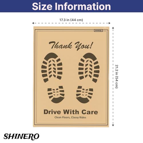Image of disposable car Floor Paper Mats (pack of 50) | Disposable Thank You foot paper sheets (17x23 Inch) - Oil & Dirt Resistant Protection leg paper mats for Detailing & Car Wash