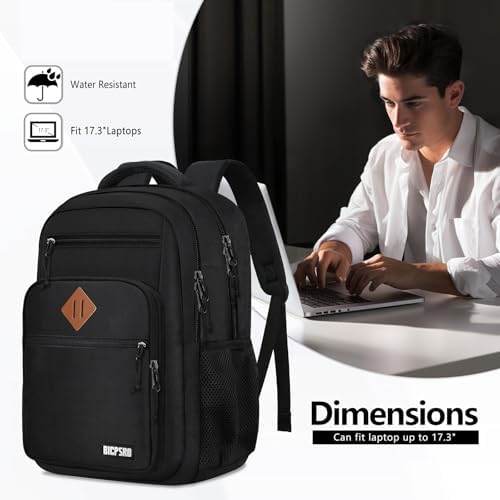 Classic Backpack for Men Women, School Backpack for Girls Boy Teens,18.4 Inch Laptop Bookbag with Reinforced Straps for College High School Work Business Computer Book Bag,mochilas para hombres,Black - 3