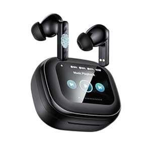 Wireless Earbuds, Bluetooth 5.4 Headphones, True ANC Active Noise Cancelling in Ear Buds with Smart Touchscreen Case, 60H Playtime for Sports & Working, Bass Stereo Sound for iPhone/Android-Black