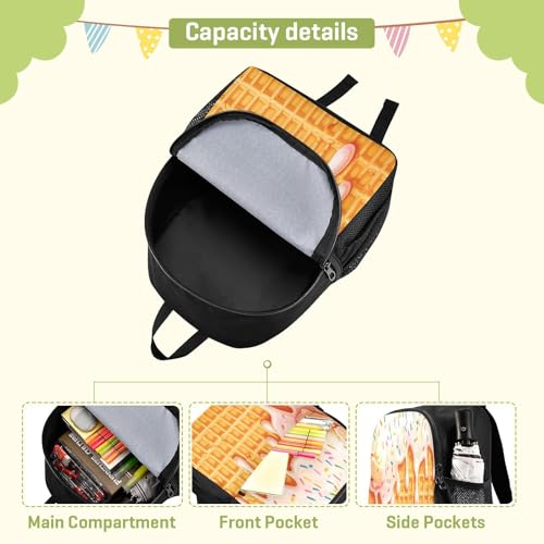 DOMIKING Icecream Dessert Yellow Kids Backpack for Girls Boys School Kindergarten Backpack for Toddler Kids School Bag Bookbag Age 3-64