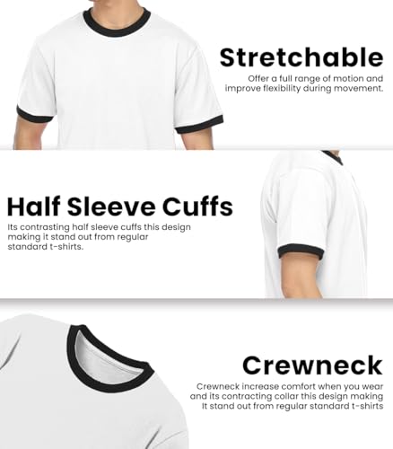 JustBlanks Mens Cotton T-Shirt for Men Short Sleeves Men's t-Shirt Crew T-Shirt Crewneck Tee Ringer T Shirt3