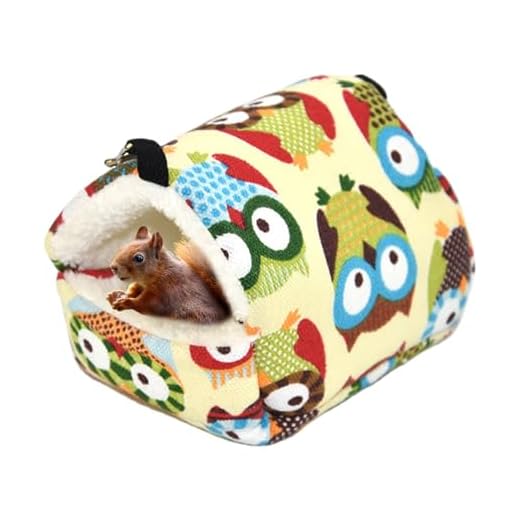 Rede de hamster, cama quente de hamster,Caverna de hamster com padrão de coruja de desenho animado | Cama de caverna de hamster resistente, confortável e lavável para gaiola, terrário, decoração Passi