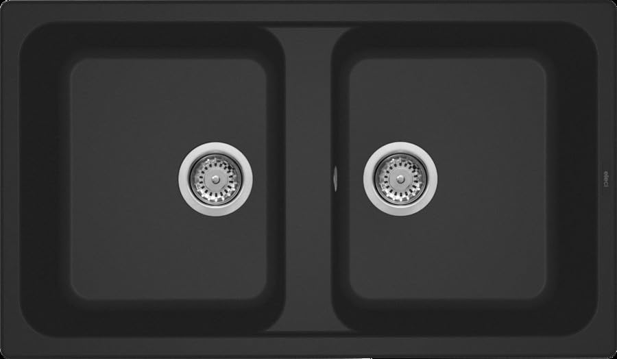 ELLECI LG245040 - Lavello da Cucina 2 Vasche, 86x50 cm, Nero 40