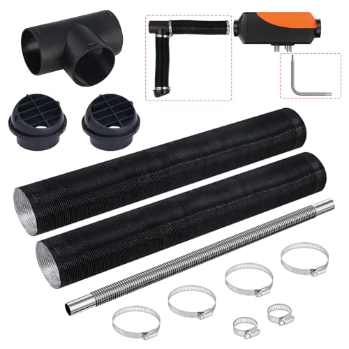 VEVOR Kit condotto tubo riscaldatore diesel 3', tubo di scarico in acciaio inox da 1', 2 prese...