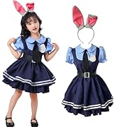 [HarnyLoom] ハロウィン コスプレ 子供 女の子 ウサギ警察 ワンピース 可愛い 動物 コスプレ衣装 キッズ ワンピース アニメ ロリータ 警察服 カチューシャコスチューム 変身 仮装...