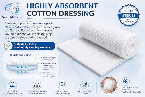 Image of E.T.O-Sterile Gamjee Roll | Size: 10cm x 3m | Pack of 4 Roll | Medical-Grade Absorbent Cotton | For External Use Only | Suitable for Hospitals, Clinics, First Aid Kits & Home Care.