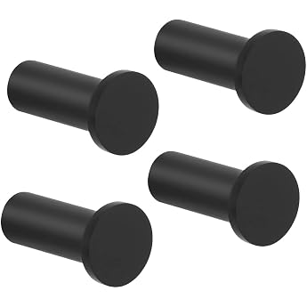 SAYAYO EGOY001Y-B-4P Coat Hooks Black Coat Hooks Wall Hooks for Screwing Towel Hooks Stainless Steel Pack of 4 Coat Hooks Black for Bathroom Kitchen Bedroom