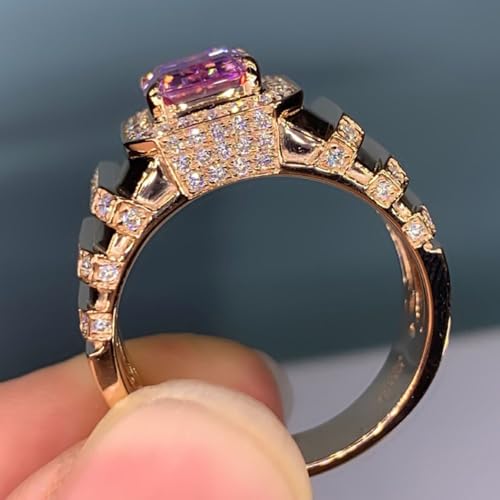 Gold Plated Pink Cubic Zirconia Engagement Rings Wedding Bridal Band Promise Rings Evening Parties Anniversary Valentine's Day Gifts Eternity Bands for Women4