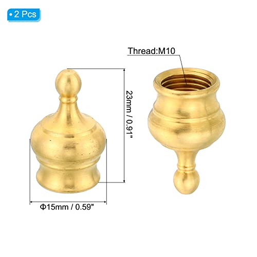 Image of PATIKIL M10 Thread Lamp Finial Cap Knob, 2 Pack Brass Lamp Shade Harp Top Screw Caps Decoration Light Fixture for Table Lamps Floor Lamps 15x23mm