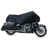 uxcell バイクカバー バイク車体カバー ハーフカバー 防水 風飛び防止 UVカット 防塵 丈夫 厚手 軽量 収納バッグ付き Lサイズ 黒 Harleyに対応 Davidson Cruiser FL-STS-B XL883 FXSTB、Yamahaに対応 Touring FZ 1N 1S 6N全機種に対応可能なオールラウンダーカバー