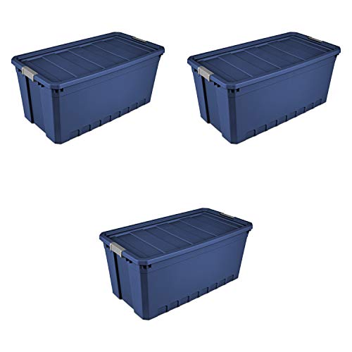 Sterilite 50 Gal./189 L Stacker Tote, Stadium Blue - 3 Pack