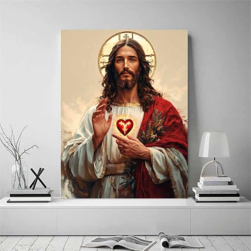 Art mural pour salon impression moderne or de Jésus Christ 80x120cm - 2