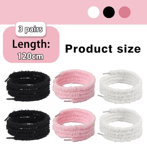arrderly Lot de 3 Paires de Lacets en Peluche, Lacets Universels de Rechange Résistants à La Déchirure, pour baskets, chaussures athlétiques, patins à roulettes – vue 2