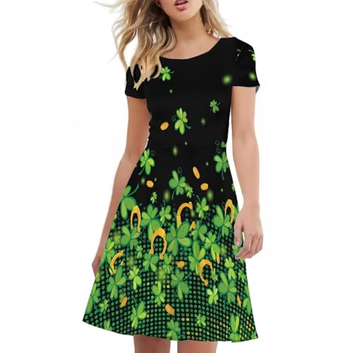 Image of Biyejit Women's Summer Casual Short Sleeve T-Shirt Swing Dress Crew Neck Plus Size S-4XL