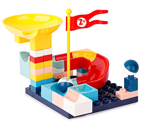 Image of Zest 4 Toyz 2 in 1 DIY Rolling Ball Drop Toys for Kids 38 Pieces Building Blocks Puzzle Educational Learning Toy for Babies Boys & Girls (Pack of 1) Multi Color