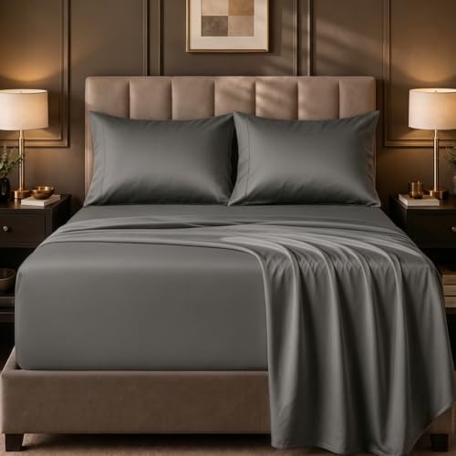HYPREST Egyptian Cotton Sheets Queen Size 18 Inch Deep Pocket Soft Percale