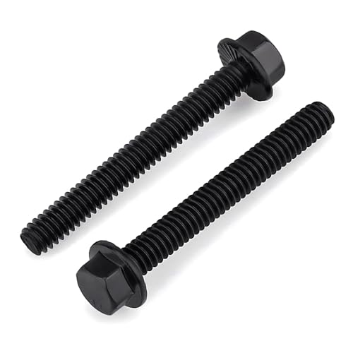 Image of Glvaner 5 /16-18 x 2 inch (10 pcs) Stainless Steel Serrated Flanged Hex Head Bolts Bolts, 18-8 (304) Stainless Steel, Full Thread, Black Coated