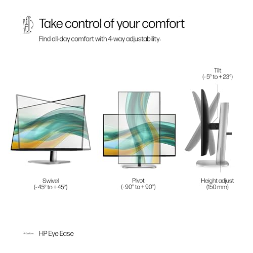 Image of HP Series 5 Pro 24 inch FHD IPS Monitor with 5ms Response Time, Anti-Glare, Flicker Free, 350nits Brightness, 100 Hz Refresh Rate, Displayport, HDMI & Dockztorm USB Port Expander, Black /Silver Color