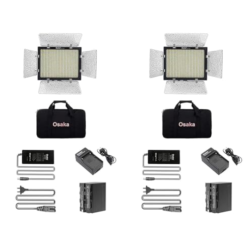 Image of Osaka Bi-Color Dimmable LED Video Light OS 576 Slim for Nikon Canon Sony Panasonic DSLR Video Cameras & YouTube Video Shooting with Ultra-Fast Charger F750 Battery 8000 mAh & Power AC Adapter.