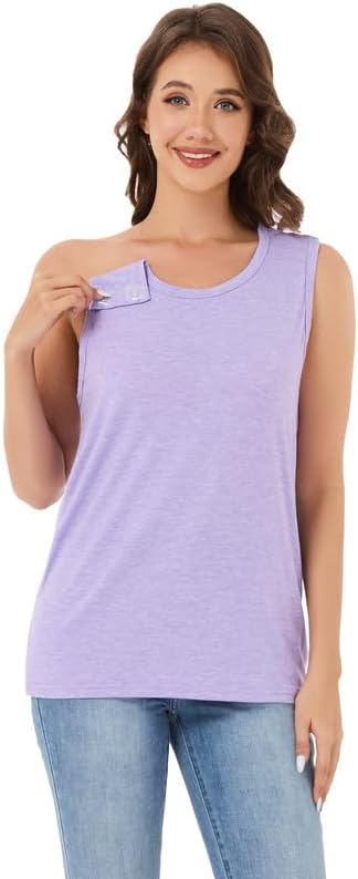 Post Surgery Magnetic Button Shirt for Women – Sleeveless Recovery Tank with Full Magnetic Closures on Shoulders & Sides - Image 3