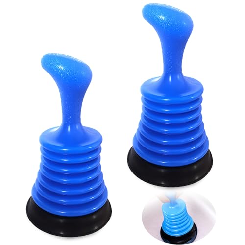RFYTDCF 2PCS Sink Plunger, Drain Plungers for Unblocking Plunger Sink Unblocker with Large Bellows for Kitchens Bathrooms Baths Waste Pipes and Showers Blue
