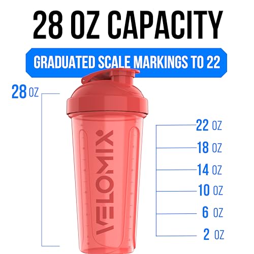 Image of VELOMIX -2 Pack- 28 oz Protein Shaker Bottles for Protein Mixes - 2x Wire Whisk | Leak Proof Shaker Cups for Protein Shakes and Pre Workout | Protein Shaker Bottle Pack (Pink /Purple)