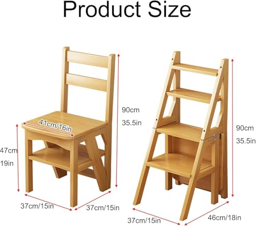 Taburete multifuncional de madera resistente con diseño plegable portátil para hogar 3
