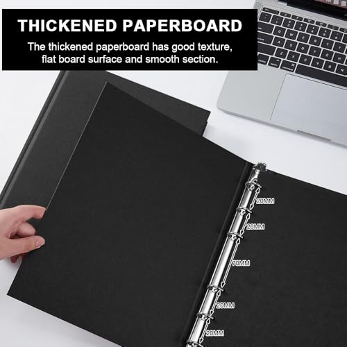 Dzmuero A5 Ringbuch 6 Ringe, 2 Stück Ordner zum Hinzufügen von Broschüren-Cover, Papiere, Lose Blätter (Schwarz)