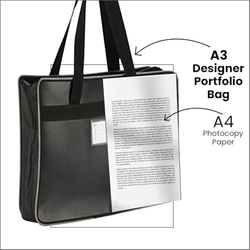 Image of WORLDONE A3 (Bigger Size) | Faux Leather (PP) Portfolio Bag (50.5 * 35.5 cm) (Approx Double The Size of photocopy Paper Size) | for Artists, Architects, Designers | Black Color (Pack of 1)