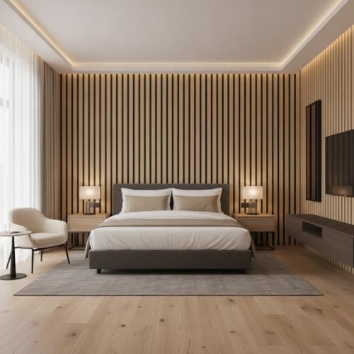Image of Peel and Stick Wood Grating Stripe Wallpaper Self Adhesive Faux Wood Contact Paper PVC Vinyl Waterproof Removable Wall Paper for Home Decor (45x300cm, Wood E)