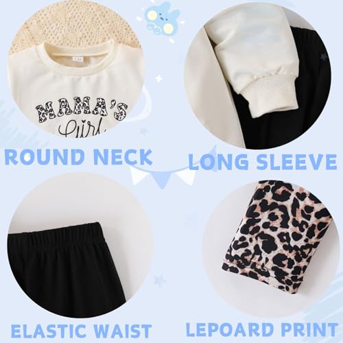 Image of OLMRJKD Kids Toddler Girls Clothes Figure Graphic Drop Shoulder Top Pullover Spotted Print Pants Fall Winter Outfit Set