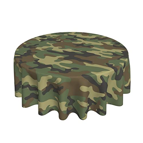 Sweetshow Military Camouflage Tablecloth Round 60 Inches Green Camo Army Round Tablecloth Polyester Washable Wrinkle Resistant Table Cloth Table Cover for Kitchen Dining Room Picnic Patio Party by Sweetshow - Used condition - US$15.43