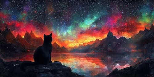Anti-Stress Diamond Painting Le chat étoilé kit broderie diamant relaxation