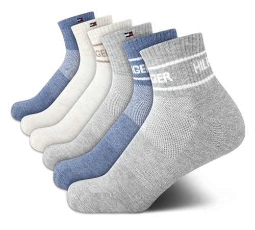 Image of Tommy Hilfiger Womens Quarter Socks - 6 Pack Cotton Blend Cushioned Athletic Ankle Socks for Women for Sports and Running