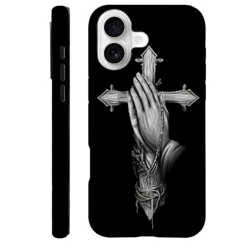 SEized Case Compatible with iPhone 17,Pray Hands Cross Jesus Phone Case Dual-Layer Hard Shell Cover for Girl Women Boy Men