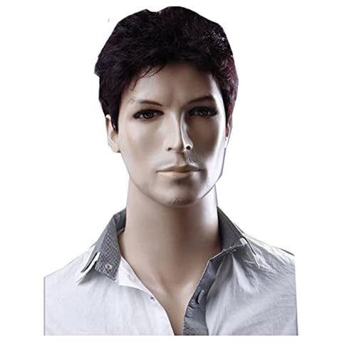 KOLIGHT Hot Businessmen Wigs Brown-Black Hair Wigs Men Real Looking Hair Wig Wigs Kanekalon Wig Cover