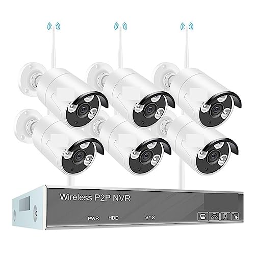 Sistema De Cámaras De Videovigilancia con WiFi Inalámbrico NVR Kit 2MP Smart Home Outdoor CCTV Security Camera Set(1T,6 CAM with 8CH NVR)