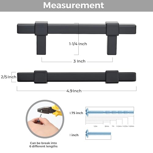 Ravinte Decor 10 Pack Black Cabinet Handles - 3" Hole Center Cabinet Pulls Matte Black Drawer Pulls Cabinet Hardware Kitchen Handles for Cabinets by Ravinte Decor - Image 3